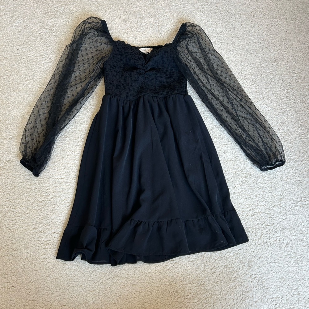 Altar'd State Black Cocktail Dress with Bishop Sleeves